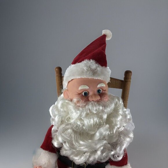 Vintage Santa Claus Xmas Rocking Chair Gemmy Musical Sings Jingle Bells FLAW - Picture 9 of 13
